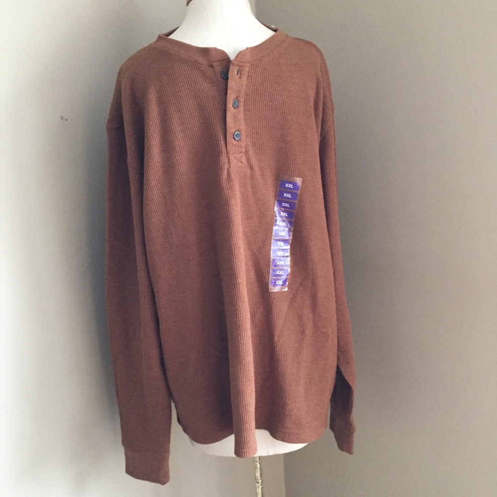 Member’s Mark thermal Henley shirt copper rust XXL